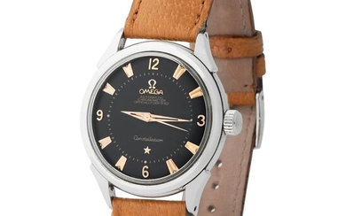Omega. Very Rare and Attractive Constellation Automatic Wristwatch in Steel, Reference 2852-3, With Black Dial