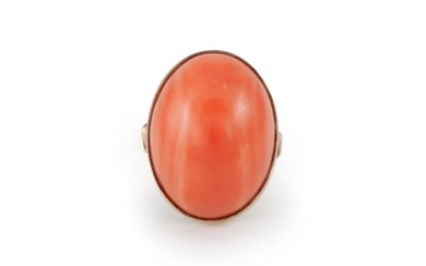 Oval Coral Cocktail Ring
