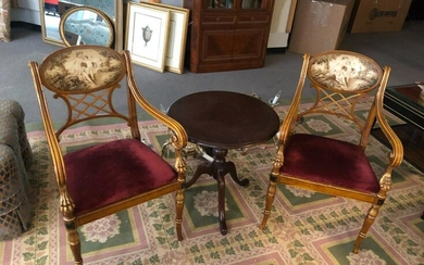 PAIR OF FRENCH CHAIRS WITH PAINTED BACK LOT/2