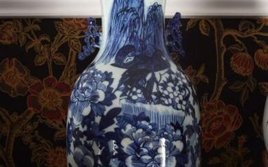 PAIR OF LARGE CHINESE BLUE AND WHITE VASES