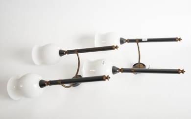 PAIR OF MID CENTURY ITALIAN WALL SCONCES, H.43CM, LEONARD JOEL LOCAL DELIVERY SIZE: SMALL