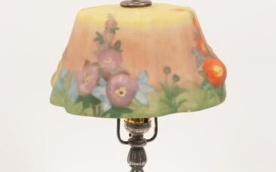 PAIRPOINT LAMP, PUFFY GLASS SHADE H 14" DIA 8.5"