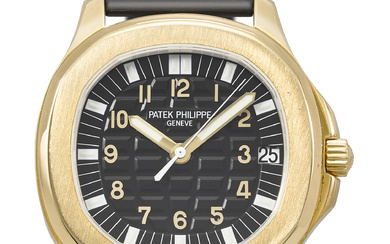 PATEK PHILIPPE. A RARE AND SPORTY 18K GOLD AUTOMATIC WRISTWATCH...