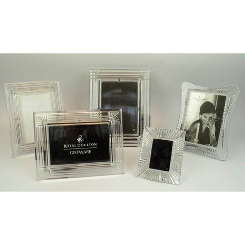 PICTURE FRAMES, five, two waterford cut crystal and three Ro...