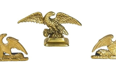 Pair American Eagle Brass Bookends & an Eagle Pape