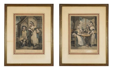 Pair Of Colored Etchings After Henry Singleton