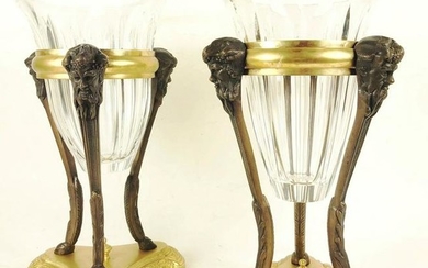 Pair Of Empire-Style Glass Urns
