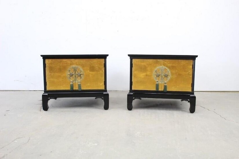 Pair of Asian High Style End Tables,Hollywood Regency