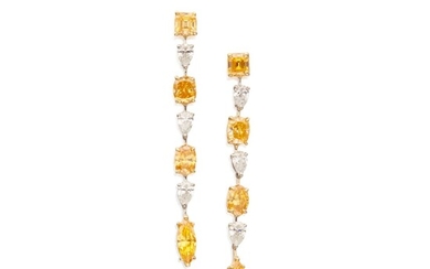 Pair of Diamond and Fancy-Colored Diamond Earrings