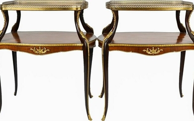 Pair of French Style Two-Tier Tea Tables