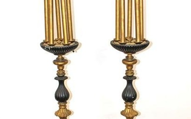 Pair of French empire style 5 burner candelabra in the white metal
