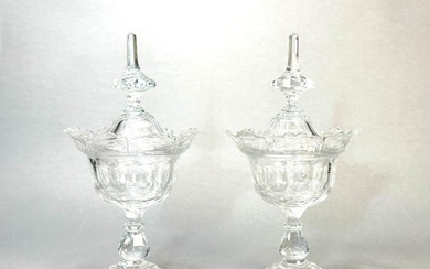 Pair of Irish Cut Crystal Covered Vessels, 20th Century