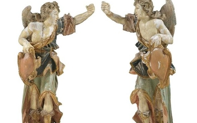 Pair of Italian Polychromed Figures of Angels