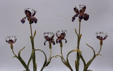 Pair of Iris Flower Candelabras by Joseph Sedgh Collection