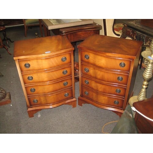 Pair of Mahogany Chests of 4 Drawers of Serpentine form in t...