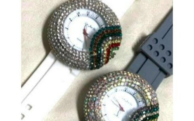 Pair of Vintage Quartz Crystal Rainbow Wristwatches