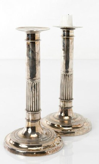 Pair of candlesticks in silver 19th century