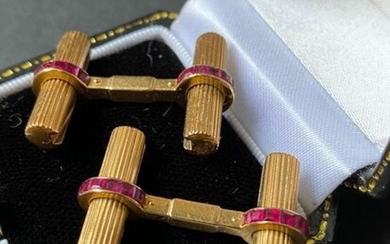 Pair of gold and ruby cufflinks