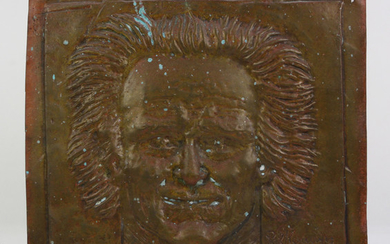 Pal Kepenyes patinated metal bas relief plaque, Far Beyond The Limits Of Men