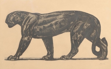 Paul JOUVE (1878-1973) Panthère noire Eau-forte originale sur papier Japon ancien Signée et n°43/100