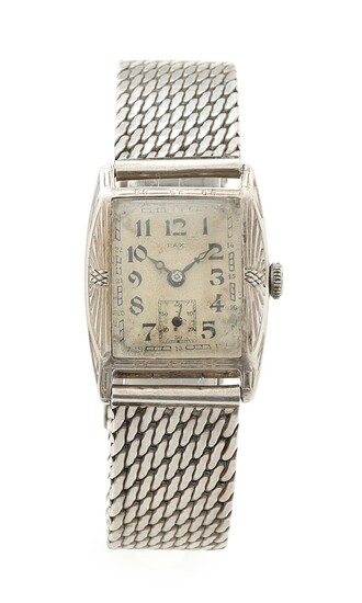 Pax: An Art Decó wristwatch of silver. Mechanical Tissot movement with manual winding. Case W. 26 mm. 1930s.