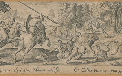 Philip Galle (1537 c.- 1612) after Hans Bol (1534-1593) Ostrich...