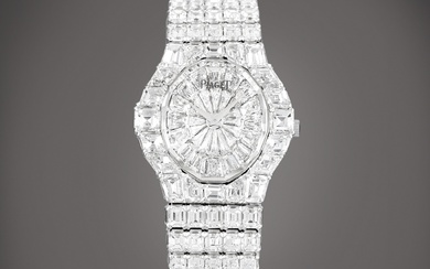 Piaget Aura, Reference 40011 A white gold and diamond-set bracelet watch, Circa 1990 | 伯爵 | Aura 型號40011 | 白金鑲鑽石鏈帶腕錶，約1990年製