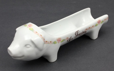 Porcelain utensil "Pig" Middle of 20th century. France, Fchauvignyd. Porcelain. 10x26 cm.