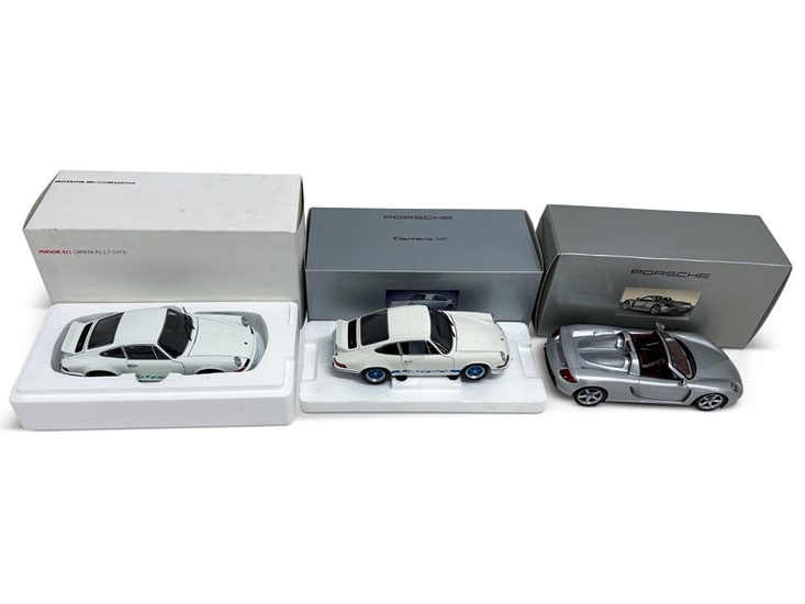 Porsche 911 Carrera RS, 911 Carrera RS 2.7, and Carrera GT 1:18 Scale Models