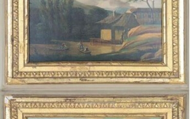 Pr. European Village Scene, Oil on Board Paintings