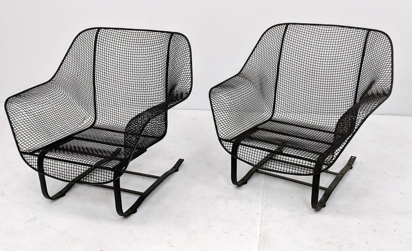 Pr RUSSELL WOODARD Spring Lounge Chairs. Woven mesh fra