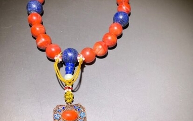 Qing Chinese 18 Nanhong Beads Prayer Bracelet