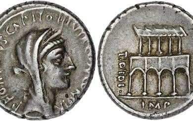 RÉPUBLIQUE ROMAINE P. Fonteius P.f. Capito. Denier ND (55 av. J.-C.), Rome. RRC.429/2a ; Argent...