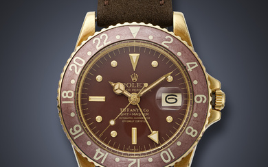 ROLEX, RARE YELLOW GOLD DUAL TIME 'GMT-MASTER', RETAILED BY TIFFANY & CO, REF. 1675