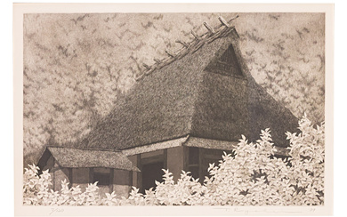 RYOHEI TANAKA (JAPANESE 1933-2019) - A THATCHED HOUSE