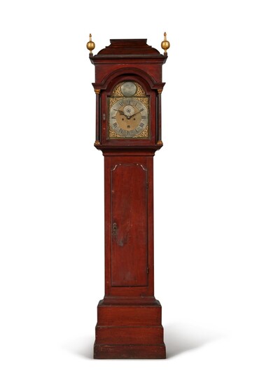 Rare Chippendale Parcel-Gilt Cherrywood Tall Case Clock, Works by Nathaniel Mulliken, Lexington, Massachusetts, Circa 1775