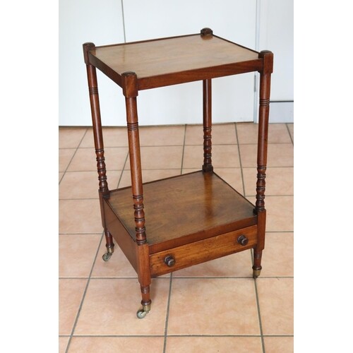 Regency mahogany whatnot, fitted with a single drawer below,...