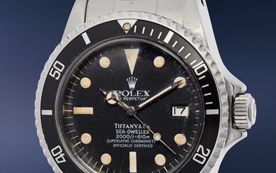 Rolex, Ref. 1665 A very rare and fine stainless steel diver’s wristwatch with gas escape valve, date, MK III dial, and bracelet, retailed by Tiffany & Co.