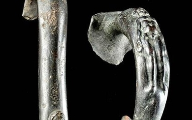 Roman Bronze Handles - Nude Male Figures