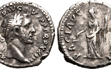 Roman Empire Antoninus Pius AD 159-160 AR Denarius Good very fine