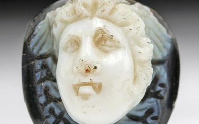 Roman Sardonyx Cameo of a Winged Erote Face
