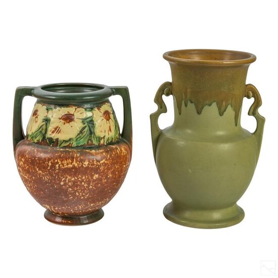Roseville Art Pottery Carnelian and Dahlrose Vases