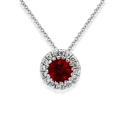 Ruby Necklace set with 0.24ct. ruby and 0.05 ct. diamonds. T...