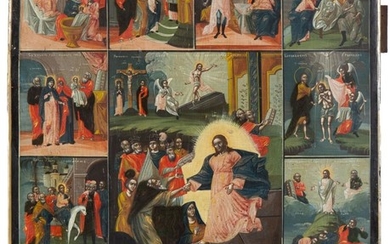 Russia, The Resurrection Of Christ and 12 Calendar Feasts (Prazdnik), Icon, First half 19th Century
