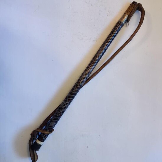 Russian Horse Whip w Silver Mount, 19th.C