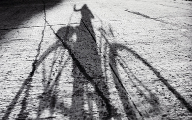 Ruth Orkin (1921-1985) Silhouette of Ruth Orkin on San Francisco Hill, from "Bike Trip", 1939
