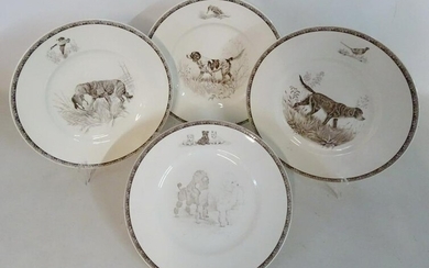 SET OF 4 WEDGEWOOD DOG THEMED PLATES BY MARGART KIRMSE