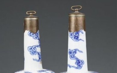 .SUITE OF TWO (2) PORCELAIN MALLET VASES CALLED...