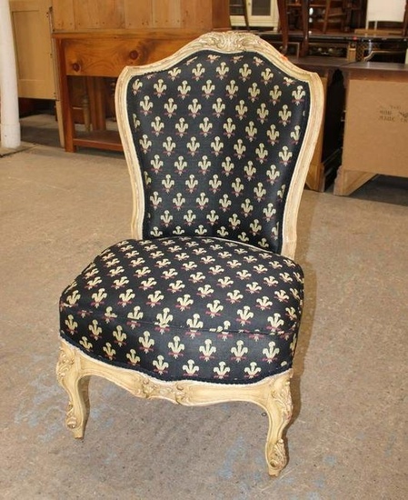 Semi antique French style painted frame music chair
