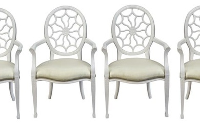 Set of Four Continental Neoclassical Style White Lacquered Armchairs
